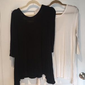 White and black low back loose fitting tunics